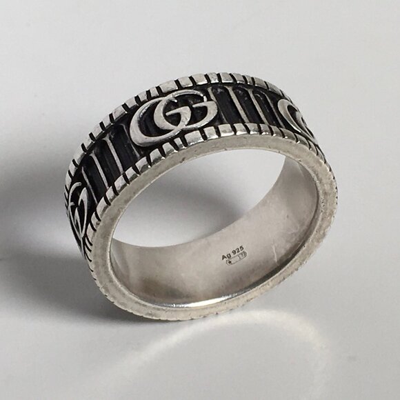 Authentic Gucci GG Marmont Sterling Silver Ring size 18 Unisex - Picture 4 of 8